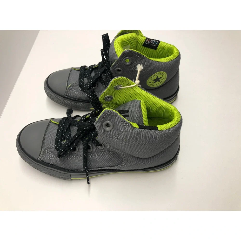Converse‎ RARE Colorway High Top Boy's Sneakers Grey and Lime Green Mens Size 1